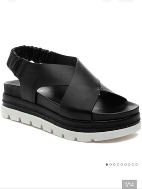 J/SLIDES Black Leather Platform Sandals